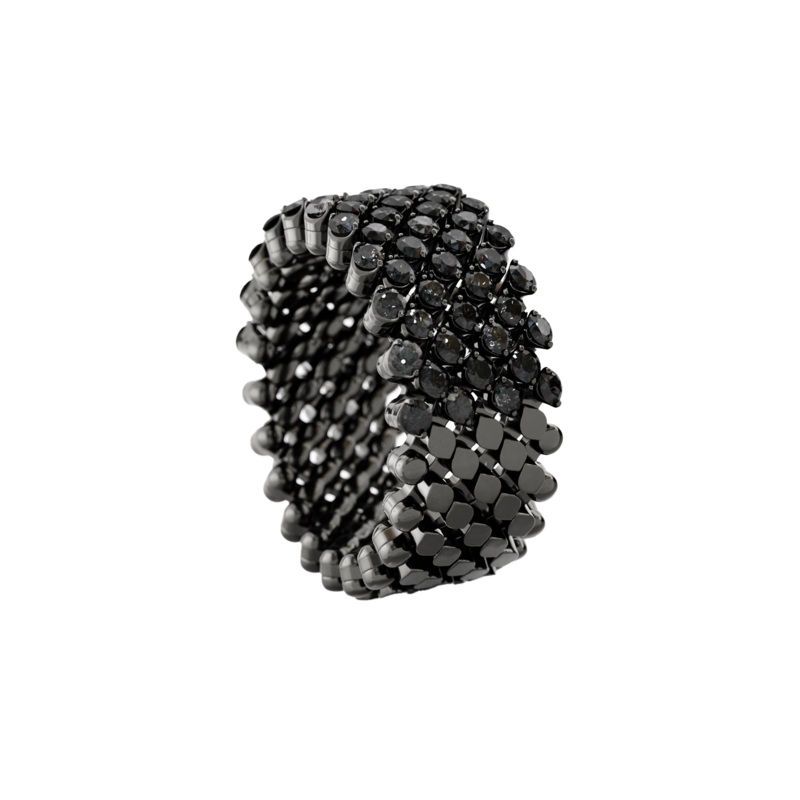 Brevetto 7-row Multi Size Ring in Black Gold with Black Diamonds – Serafino Consoli Jewelry