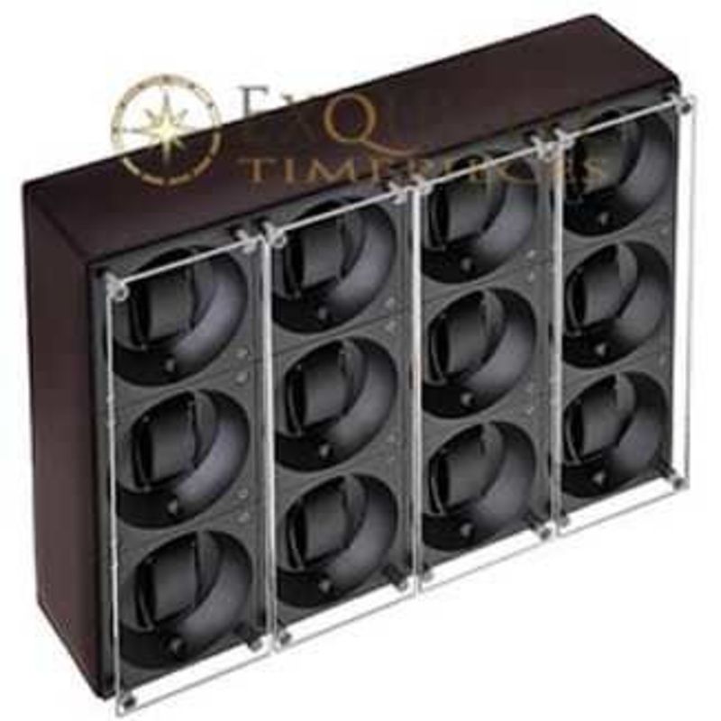 Swiss Kubik 12 Winders – Dark Brown Calf Leather With Window Protect Sk12.cv004-wp