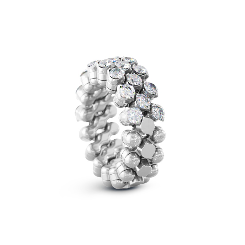 Brevetto 3-row Multi Size Ring in White Gold – Serafino Consoli Jewelry