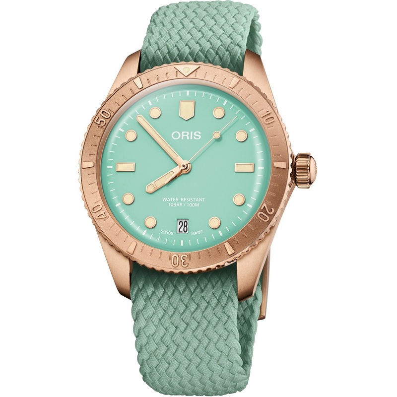 Oris Divers Sixty Five Cotton Candy Wild Green Perlon Strap