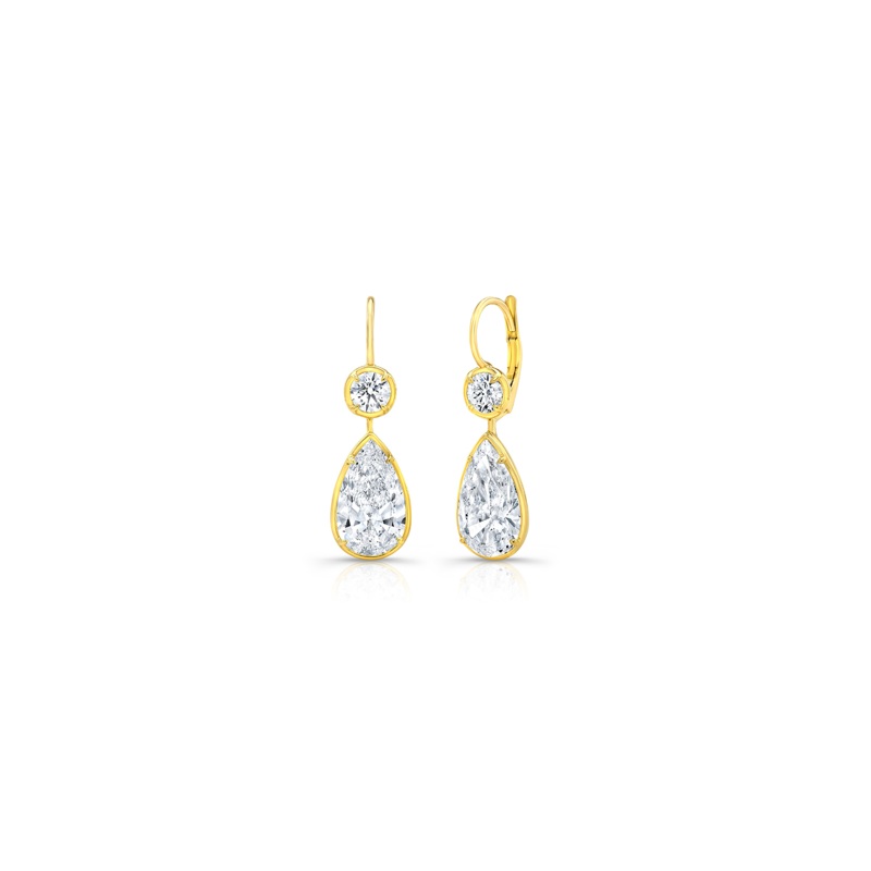Pear Cut Diamond Drop Earrings in Yellow Gold – Rahaminov Diamonds
