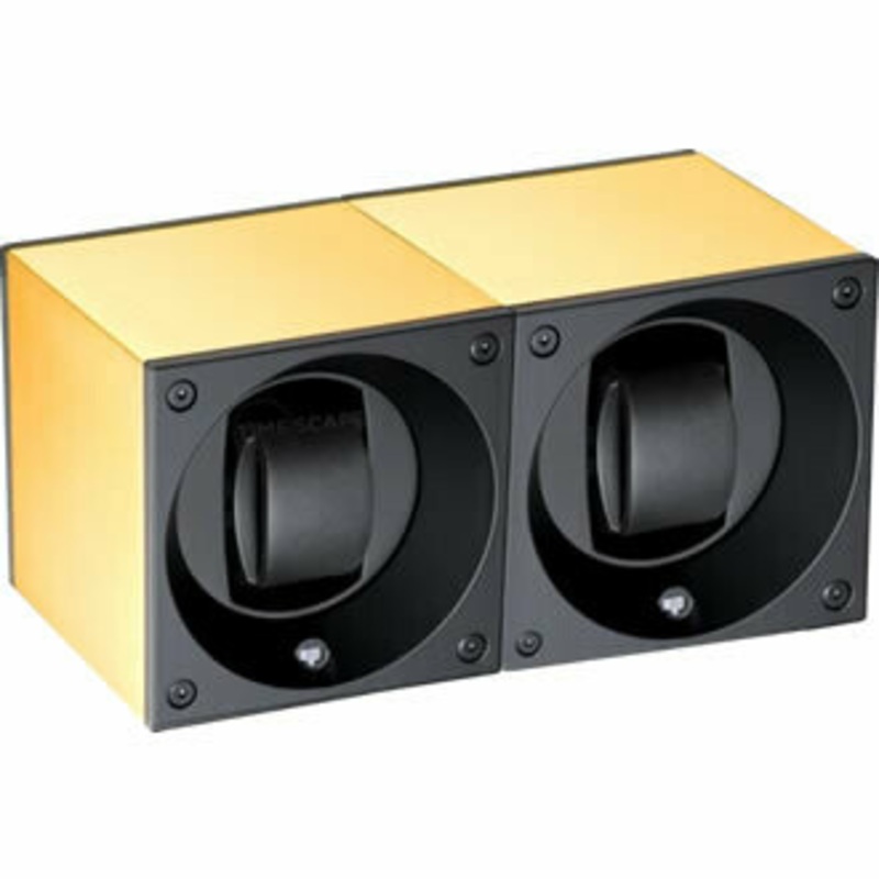 SwissKubik Watch Winder Duo Yellow Aluminium With Window Protect