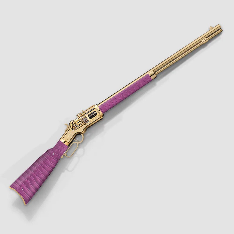 Winchester Reimagined Gold Purple Alligator Tashi Clock