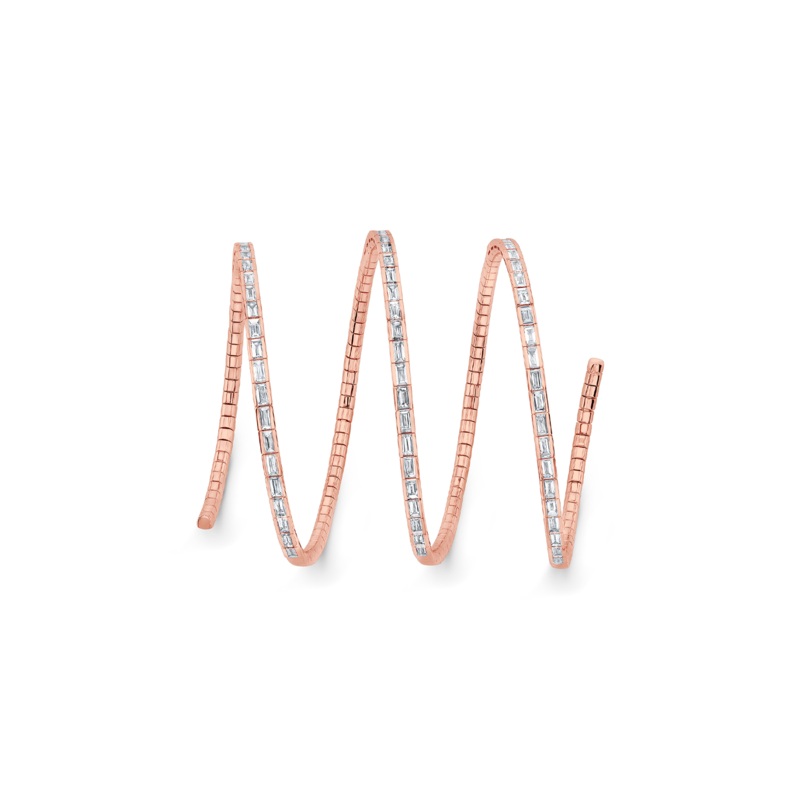 Three Row Emerald Cut Diamond Coil Bracelet in Pink Gold – Rahaminov Diamonds