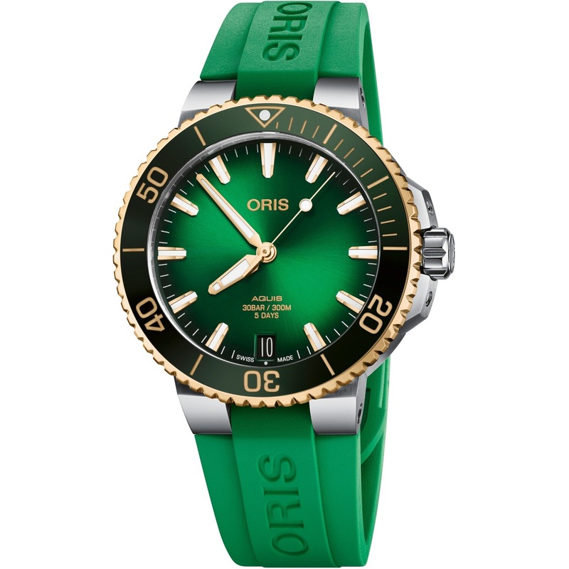 Oris Aquis Date Calibre 400 Bi-Color Green Dial on Strap