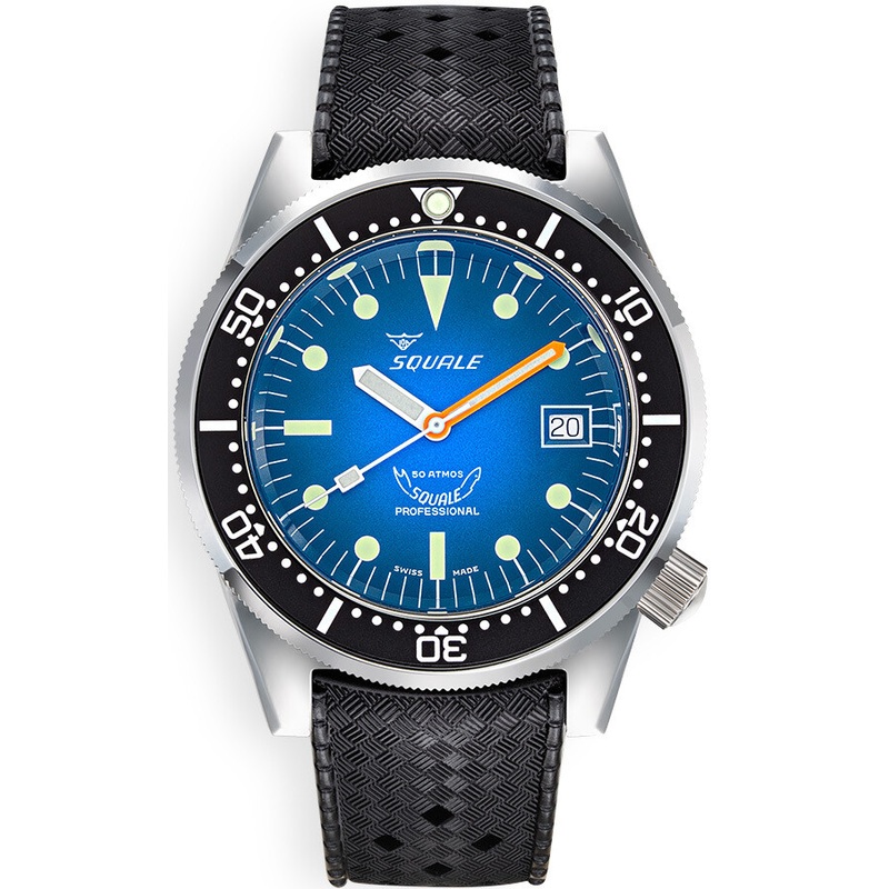 Squale 500m 1521 Blue on Rubber Strap