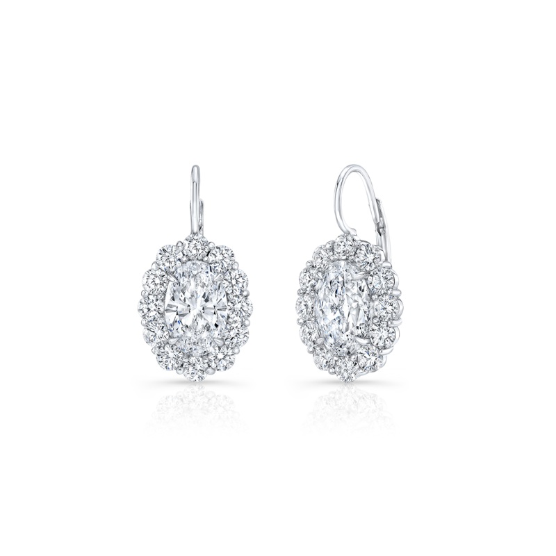 Moval Cut Diamond Cluster Earrings in White Gold – Rahaminov Diamonds