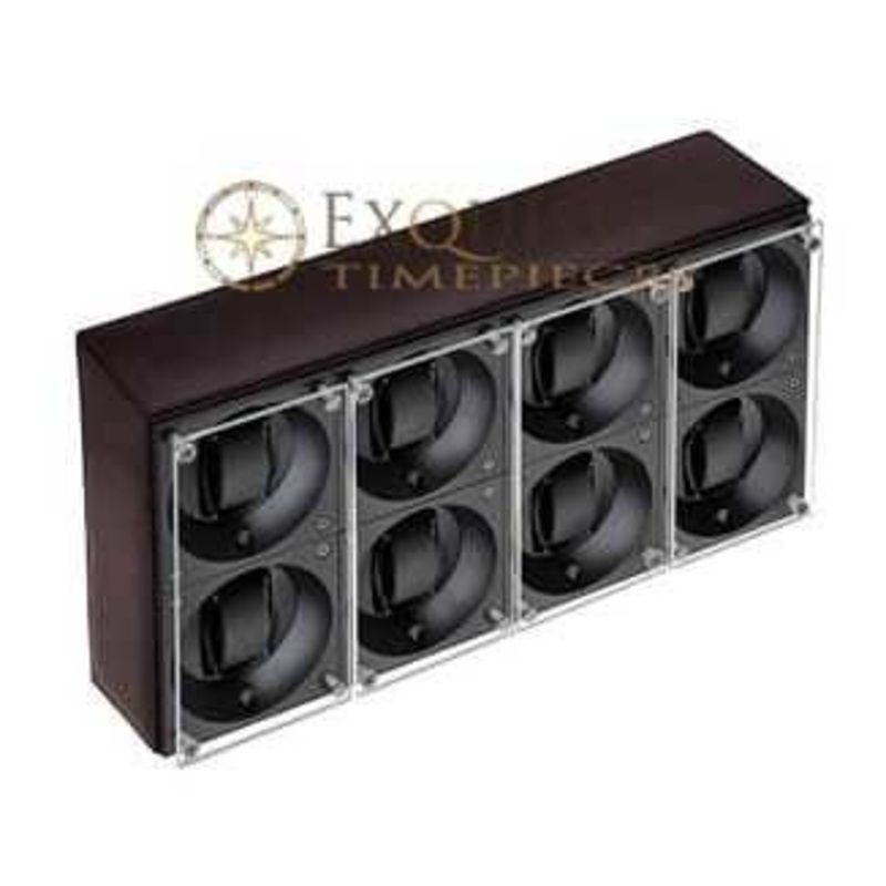 Swiss Kubik 8 Winders – Dark Brown Calf Leather With Window Protect Sk08.cv004-wp