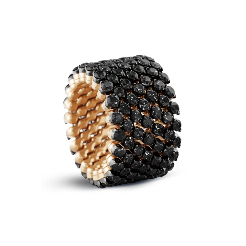 Brevetto 7-row Multi Size Ring in Pink and Black Gold with Black Diamonds – Serafino Consoli Jewelry