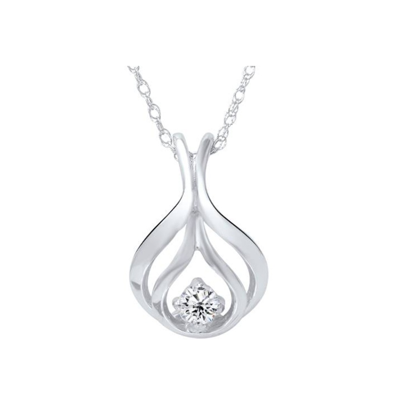 Diamond Solitaire Pendant, 0.08 Carat on 10k White Gold on Sale