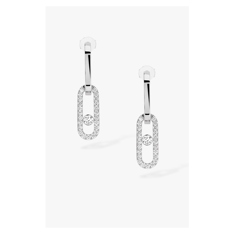 Move Link Earrings in White Gold – Messika