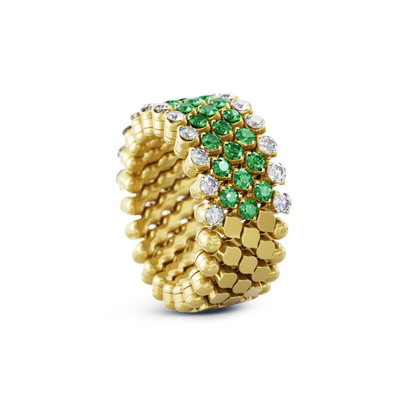 Brevetto 5-row Multi Size Ring in Yellow Gold with Tzavorites – Serafino Consoli Jewelry
