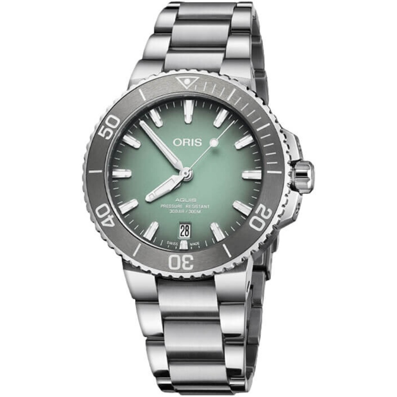 Oris Aquis Date Mint on Bracelet