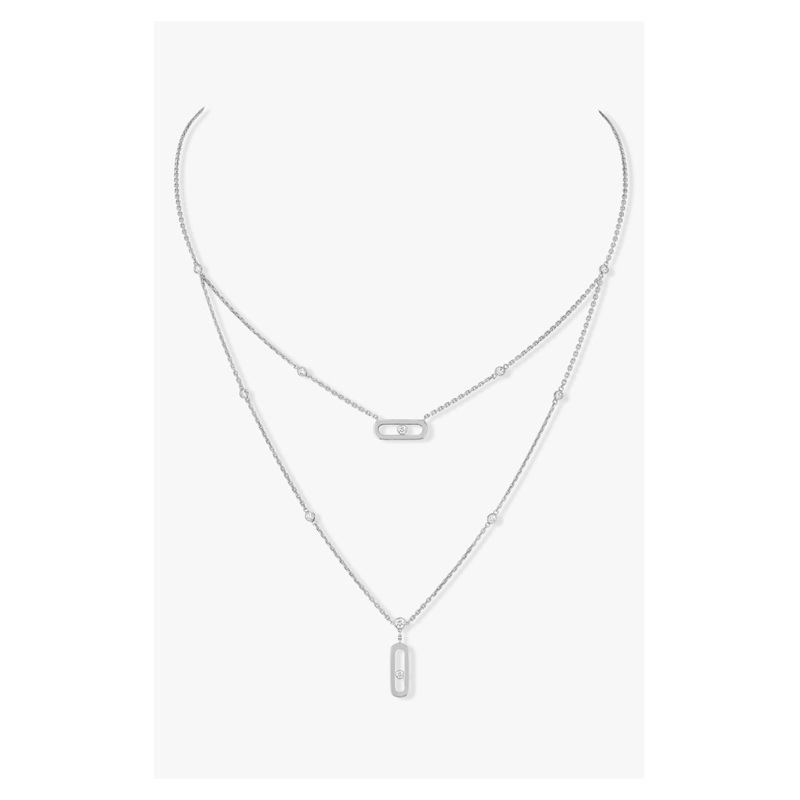Move Uno 2-row Necklace in White Gold – Messika