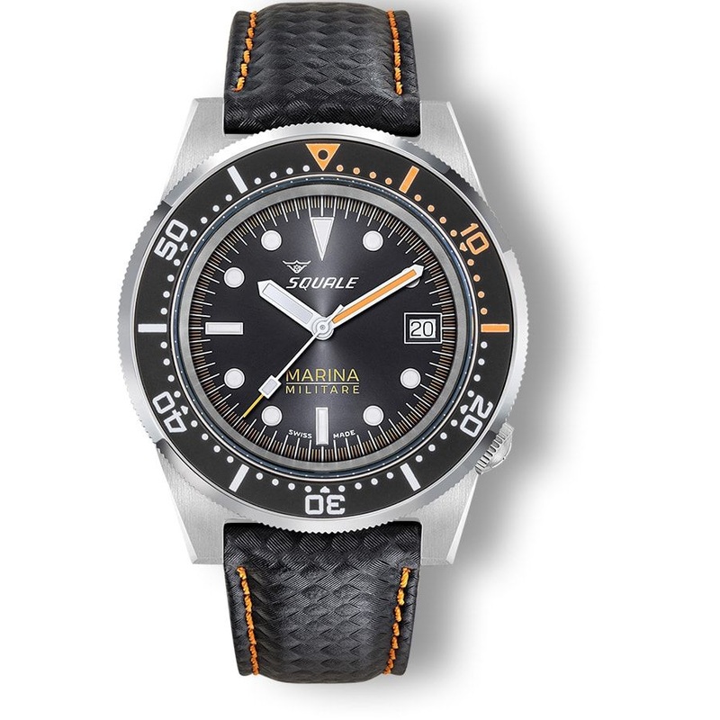 Squale 1521 Marina Militare Steel Black on Strap 1521MARINA.MIBK