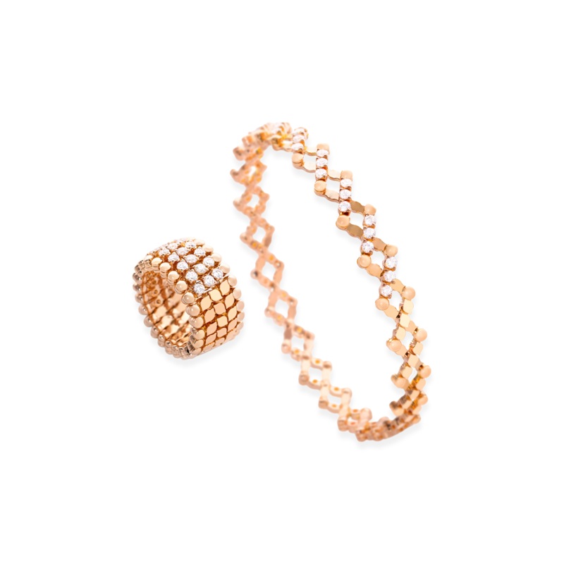Serafino 7-row Ring Bracelet in Pink and White Gold – Serafino Consoli Jewelry