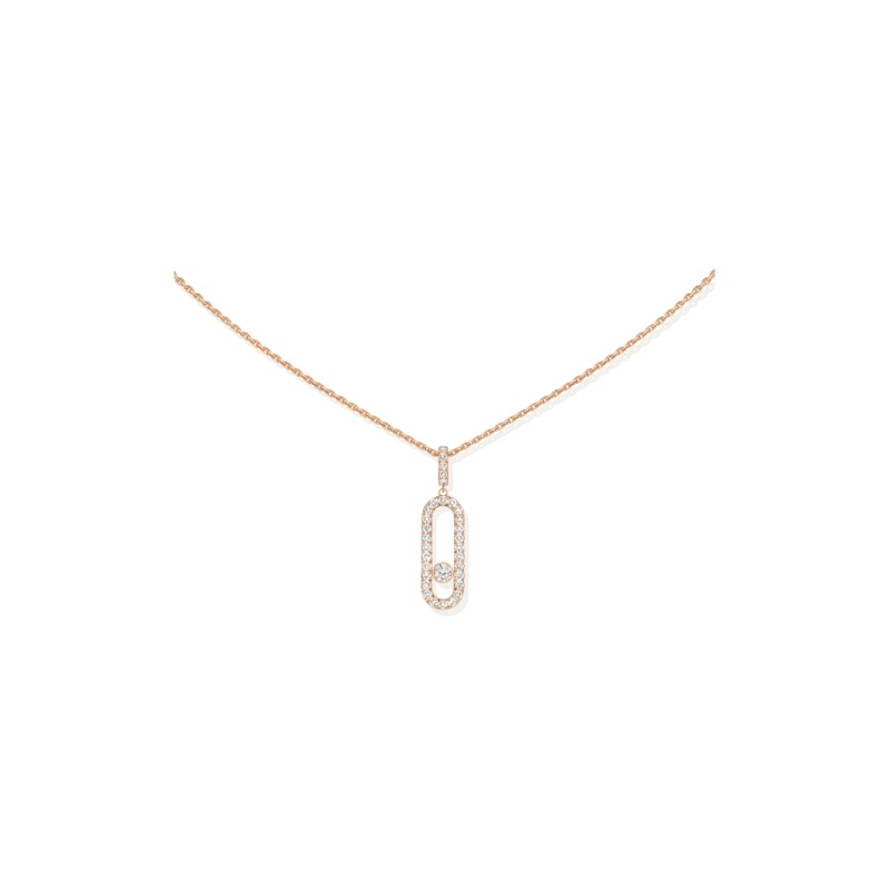 Move Uno LM Pav Pendant in Pink Gold – Messika