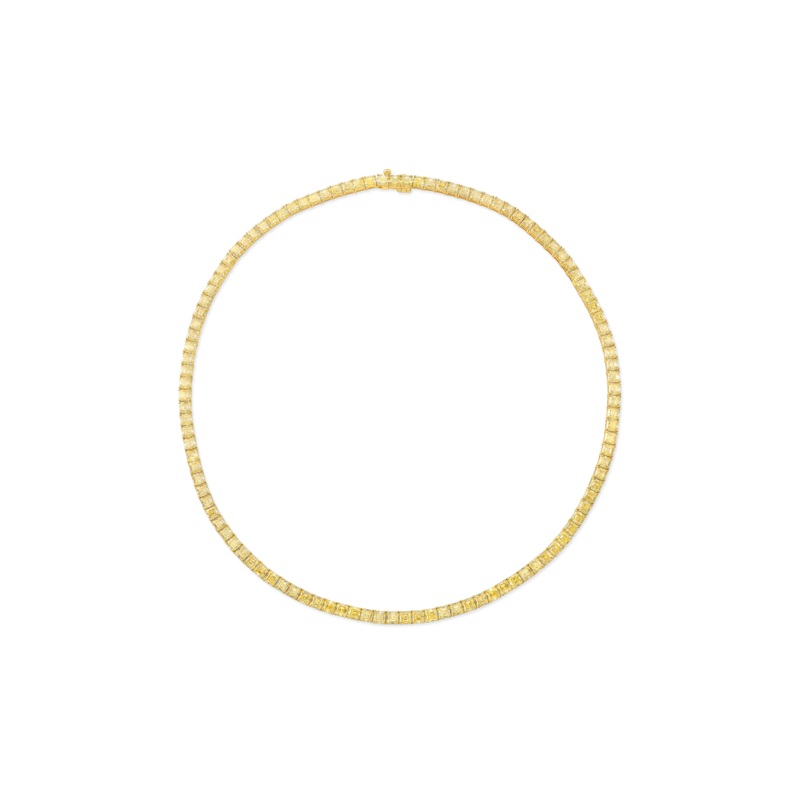 Asscher Cut Yellow Diamond Necklace in Yellow Gold – Rahaminov Diamonds