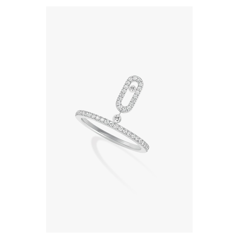 Move Uno Pendant Ring in White Gold Size 57 – Messika