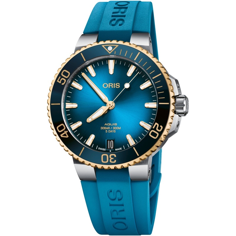Oris Aquis Date Calibre 400 Bi-Color Blue Dial on Strap