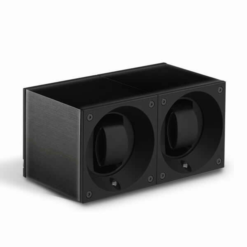 SwissKubik Watch Winder Duo Black Aluminium with Window Protect