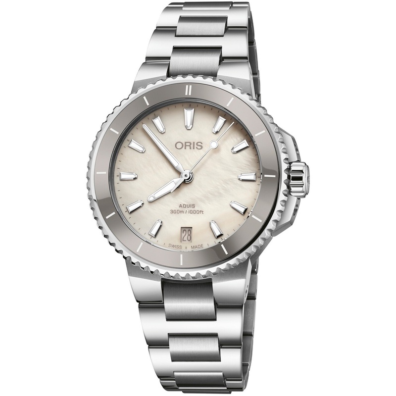 Oris Aquis Date White Dial on Bracelet