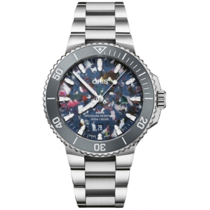 01 733 7787 4150-07 8 22 04PEB UPCYCLE Oris Aquis Date 41.5mm Mens Watch