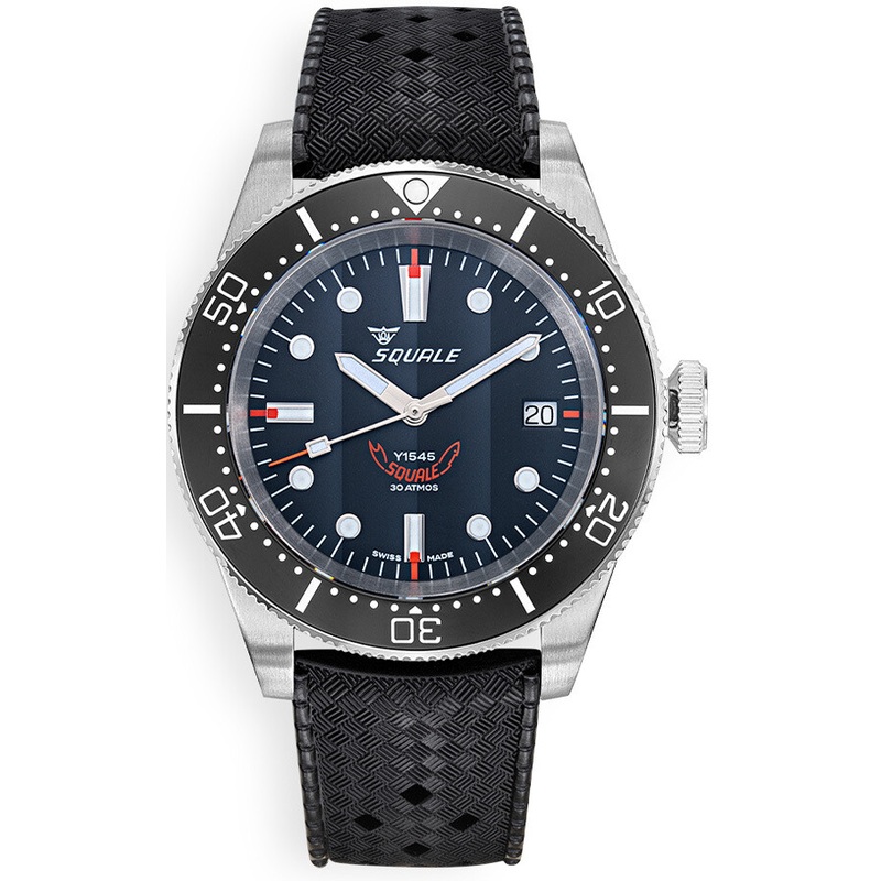 Squale 1545BKBKC.HT 1545 Steel Black on Strap