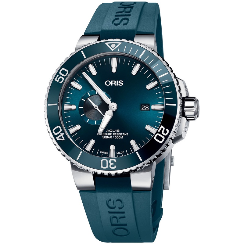 Oris 01 743 7733 4155-07 4 24 69EB Aquis Small Seconds Blue Dial