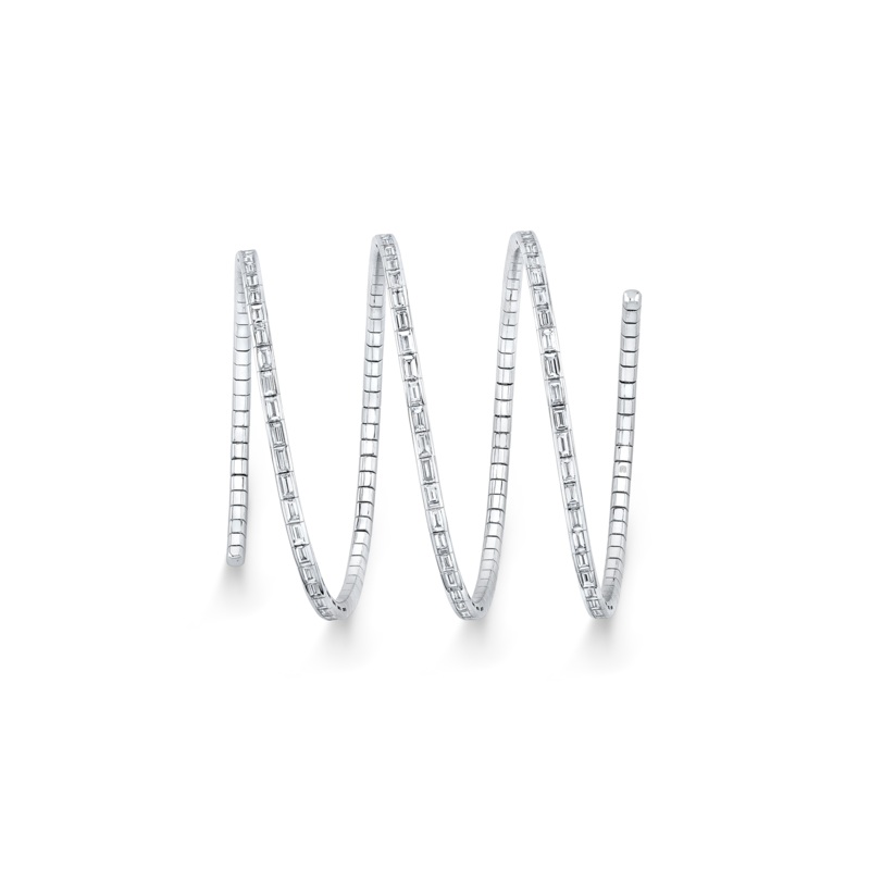 Three Row Emerald Cut Diamond Coil Bracelet in White Gold – Rahaminov Diamonds