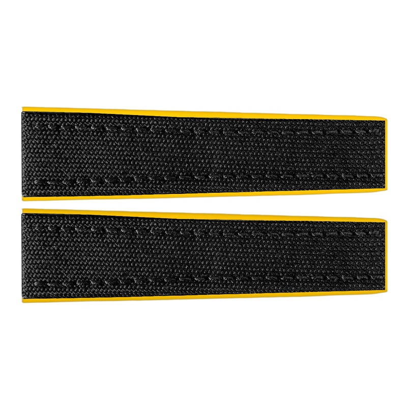 Breitling 22mm Black Fabric / Yellow Rubber Strap 284S