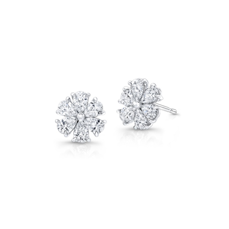 Flower Studs in White Gold – Rahaminov Diamonds