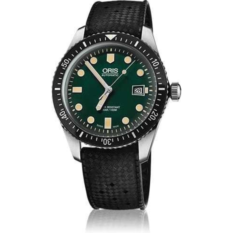 Oris Divers Sixty Five Green Dial Rubber Band