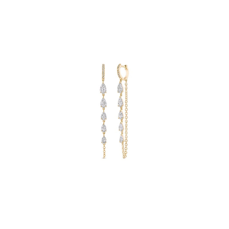 Pear Cut Diamond Chain Earrings in Pink Gold – Rahaminov Diamonds
