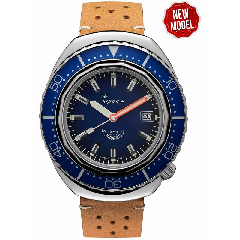 Squale 2002 Blue Dial Brown Leather Strap