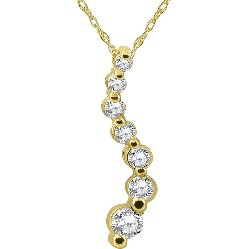 Diamond Journey Pendant, 0.5 Carat on 14k Yellow Gold