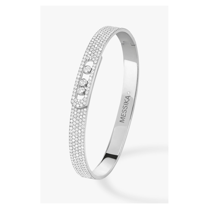 Move Noa Full Pav SM Bangle in White Gold Size M – Messika