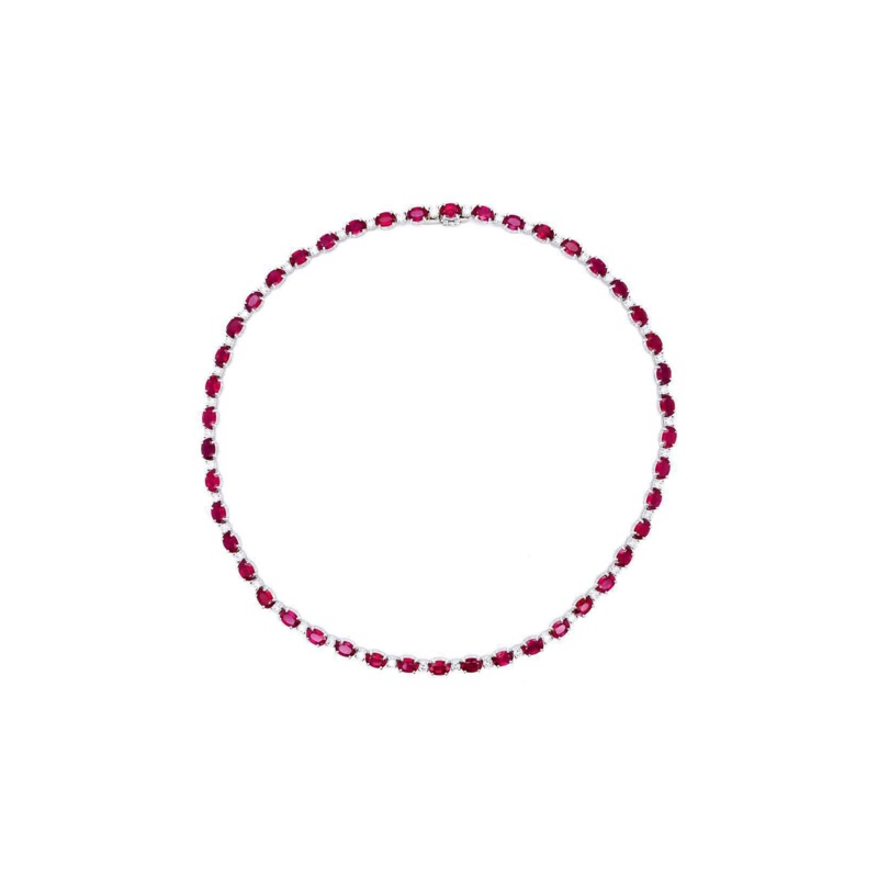 Oval Ruby and Diamond Necklace – Bayco