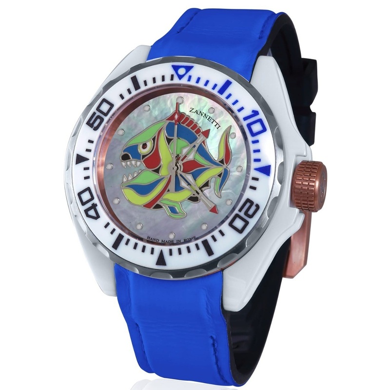Zannetti Piranha White Ceramic Blue