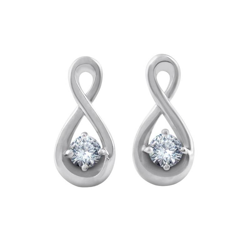 Buy Diamond Knot Stud Earrings, 0.19 Carat on 14k White Gold