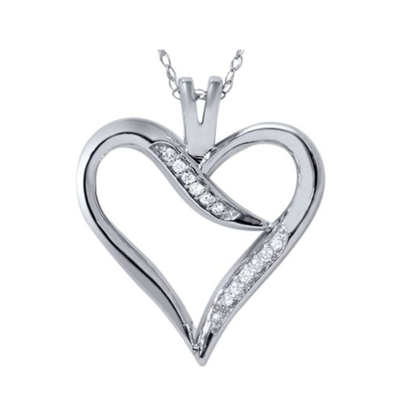 Diamond Heart Pendant, 0.05 Carat on 10k White Gold for Sale