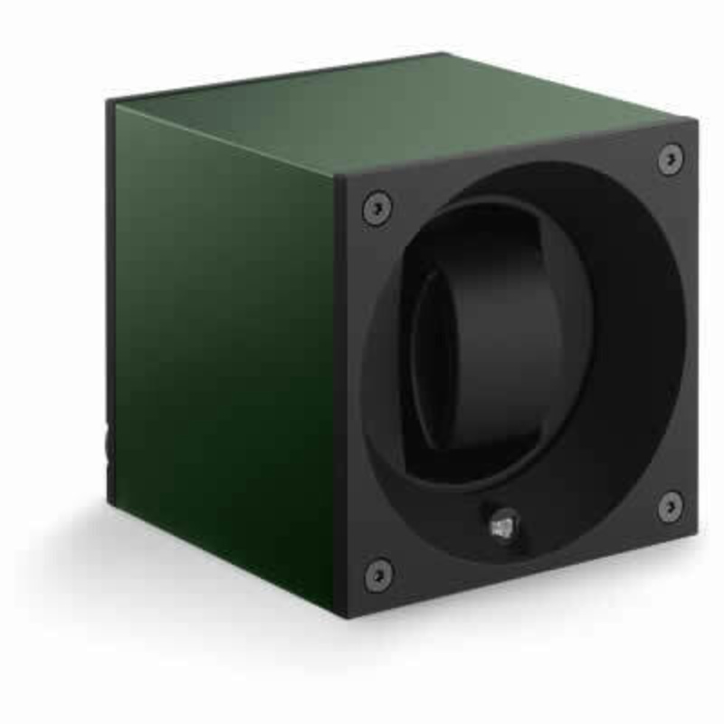 SwissKubik Watch Winder Single Anodized Dark Green with Window Protect