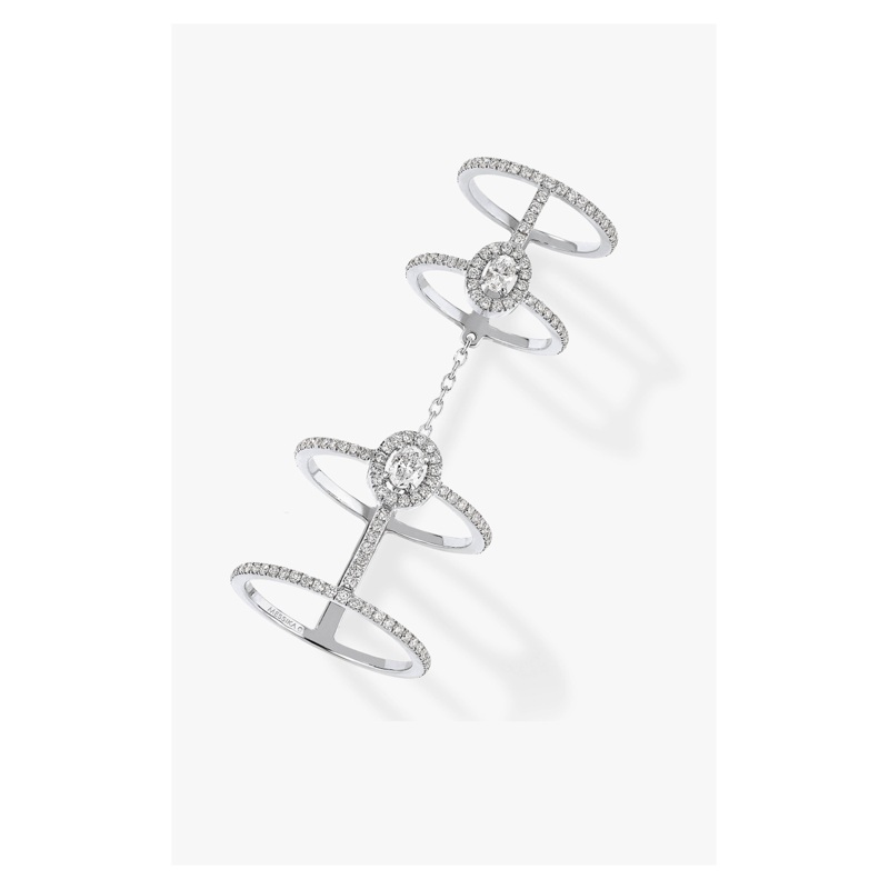 Glam’Azone Double Pav Ring in White Gold Size 53 – Messika