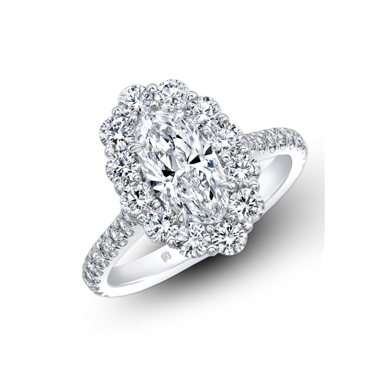Moval cut Diamond Cluster Ring in White Gold – Rahaminov Diamonds