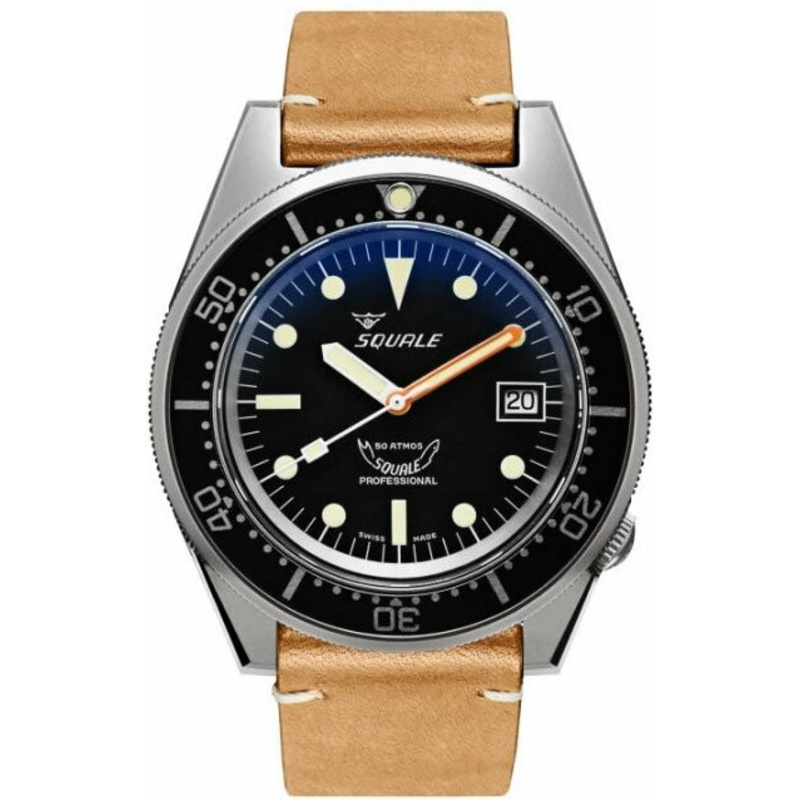 Squale 1521 Classic Black Blasted on Strap