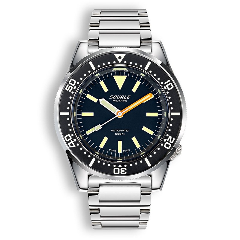Squale 1521 Militaire Steel Black on Bracelet 1521MIL.SQ20L