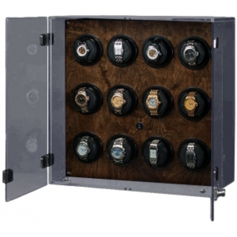 w60142 Orbita Winders & Cases Milano Series 12 Rotorwind – Glass & Walnut