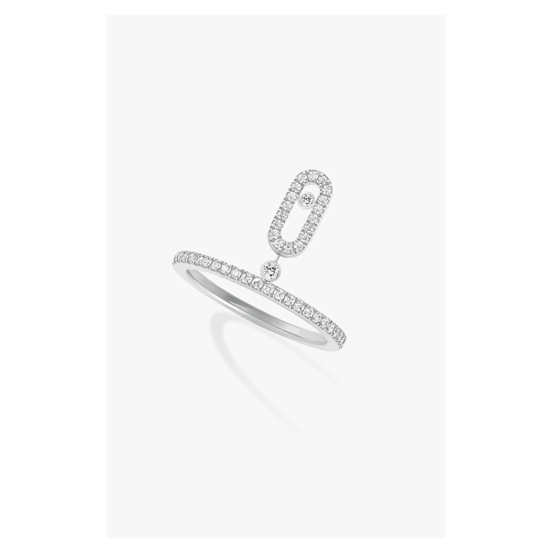 Move Uno Pendant Ring in White Gold Size 54 – Messika