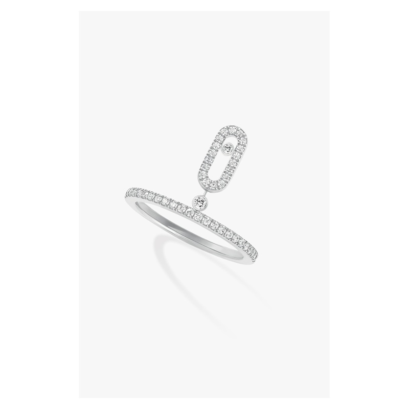 Move Uno Pendant Ring in White Gold Size 53 – Messika