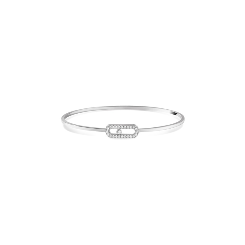 Move Uno Flex Pav Bangle in White Gold Size M – Messika